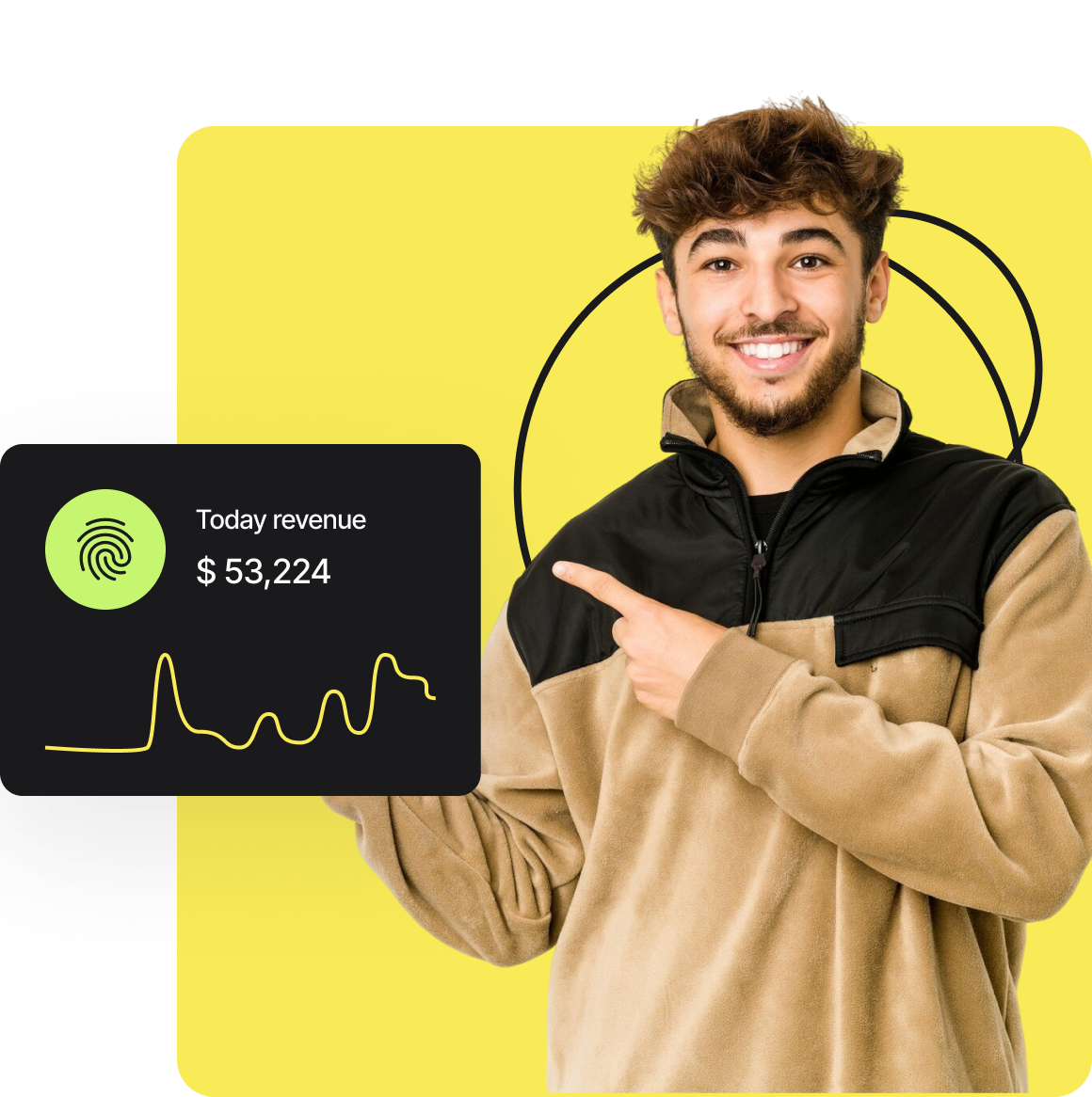 Happy man using phone